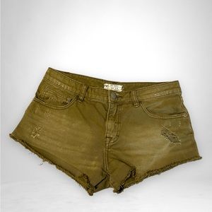 Free People High Rise Irreplaceable Shorts Women's Army Green Denim NWT Size 26